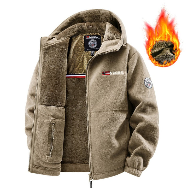 Herr Polar Fleece Thermo Utomhus Jacka med Teddyfoder och Stående Krage