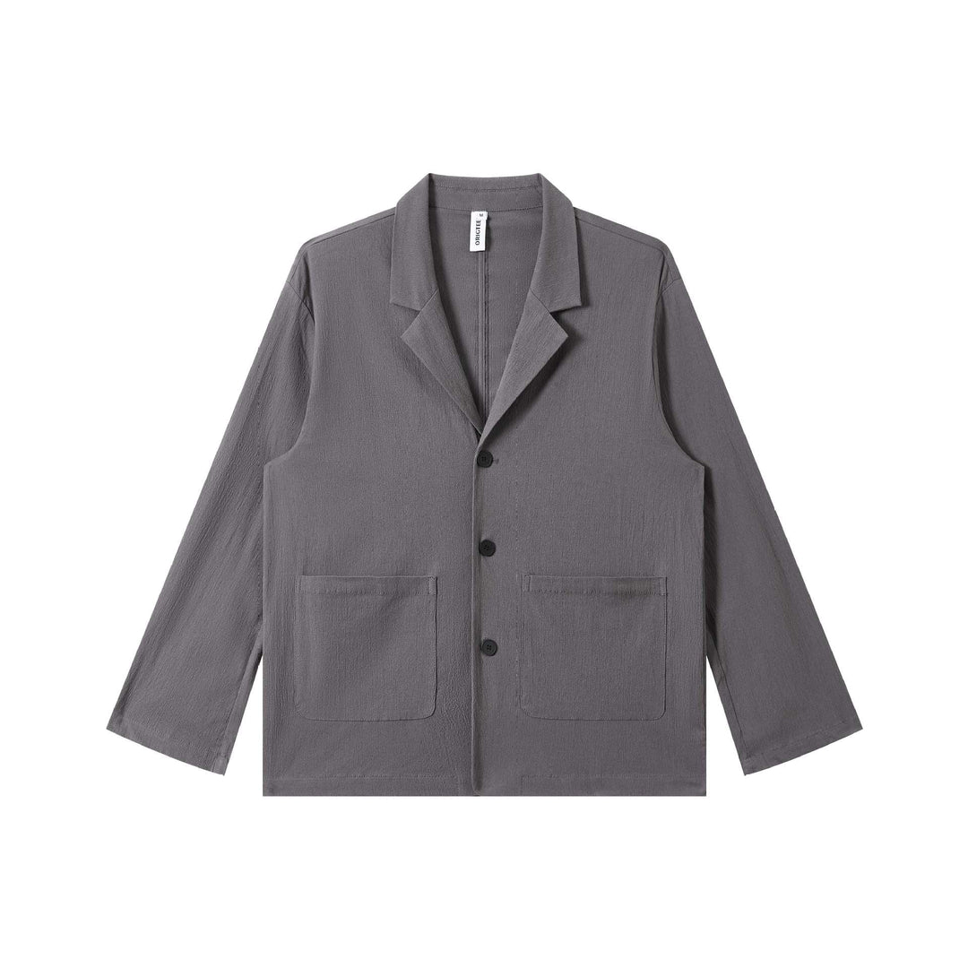 Herr lätt Strukturerad overshirt med slagkrage, knäppslå och utanpåfickor