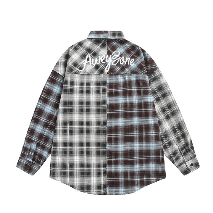 Unisex Split Check Overshirt i Skjorta Jacka Stil