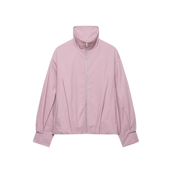 Dam Lätt Kort Windbreaker med Hög Stå Krage och Wide Raglan Ärmar