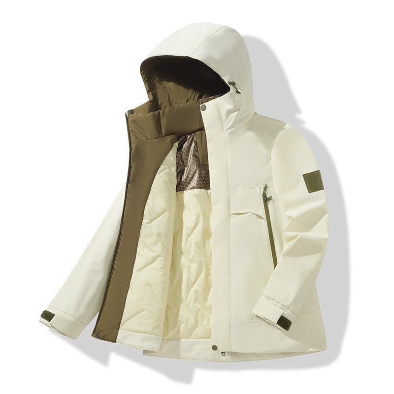 Unisex Isolerad Softshell Parka med Avtagbar Huva och Termisk Foder