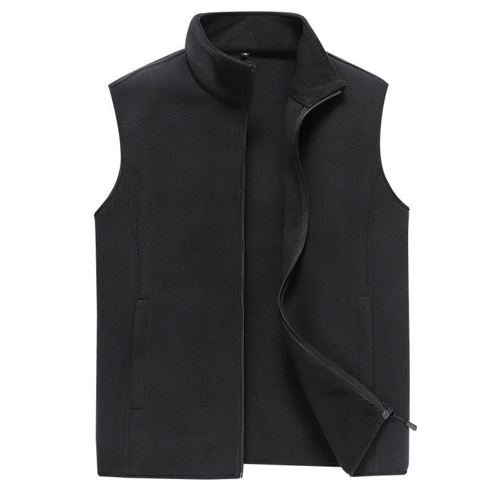 Herr Sleeveless Microfleece Väst med Stående Krage och Dold Two-Way Zip