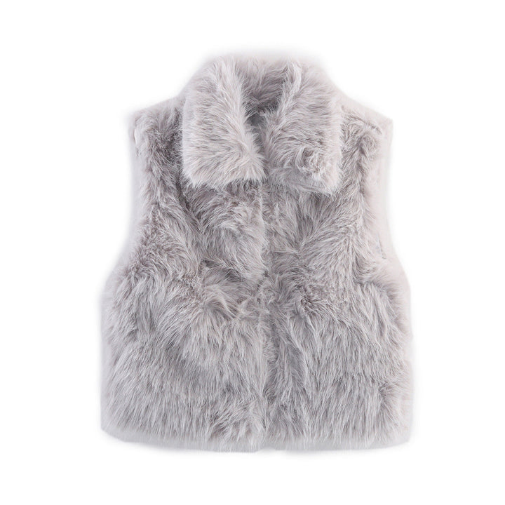 Dam ärmlös Faux Fur väst med vid Shawl krage