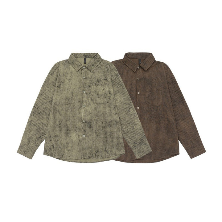 Unisex Lätt Oversized Skjorta Jacka med Washed Texture och Bröstficka