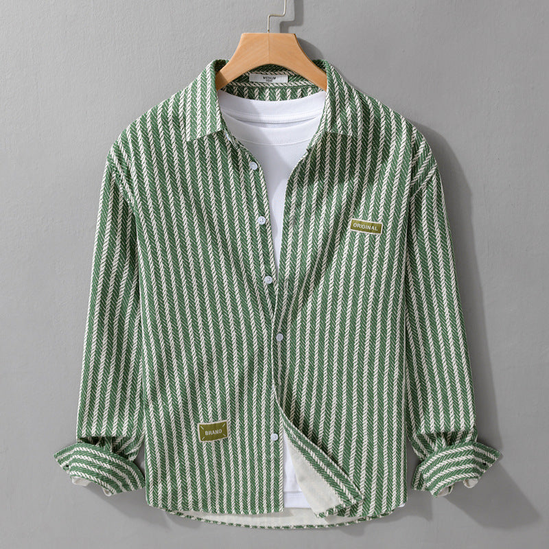 Herr Texturerad Skjortjacka Överskjorta med Diagonal Herringbone Structure