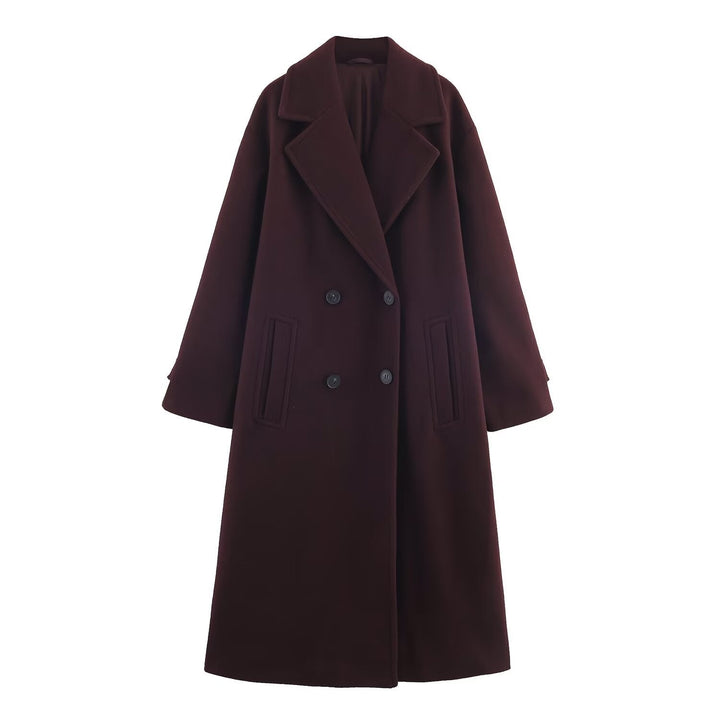 Dam Double-Breasted oversize kappa med Notched Lapels och In-seam fickor