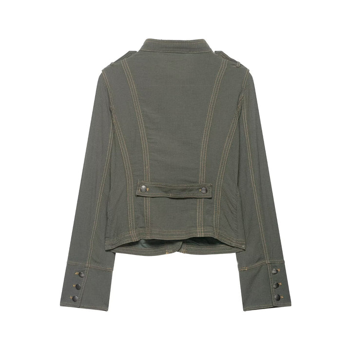Dam Kort Utilityjacka med Stå Krage, Shoulder Flaps och Applied Lock Fickor