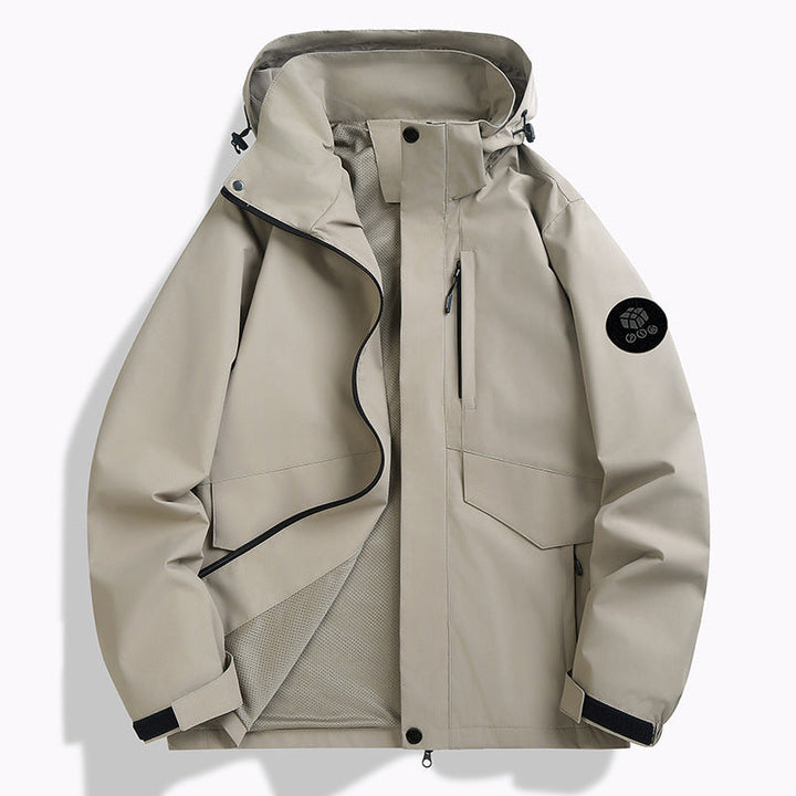 Herr väderproof softshelljacka med meshfoder, justerbar huva och Concealable Dragkedja Knäppslå