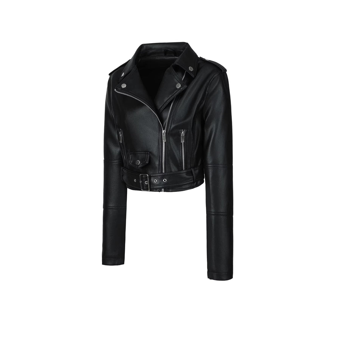 Dam Trendig Bikerjacka med Belt