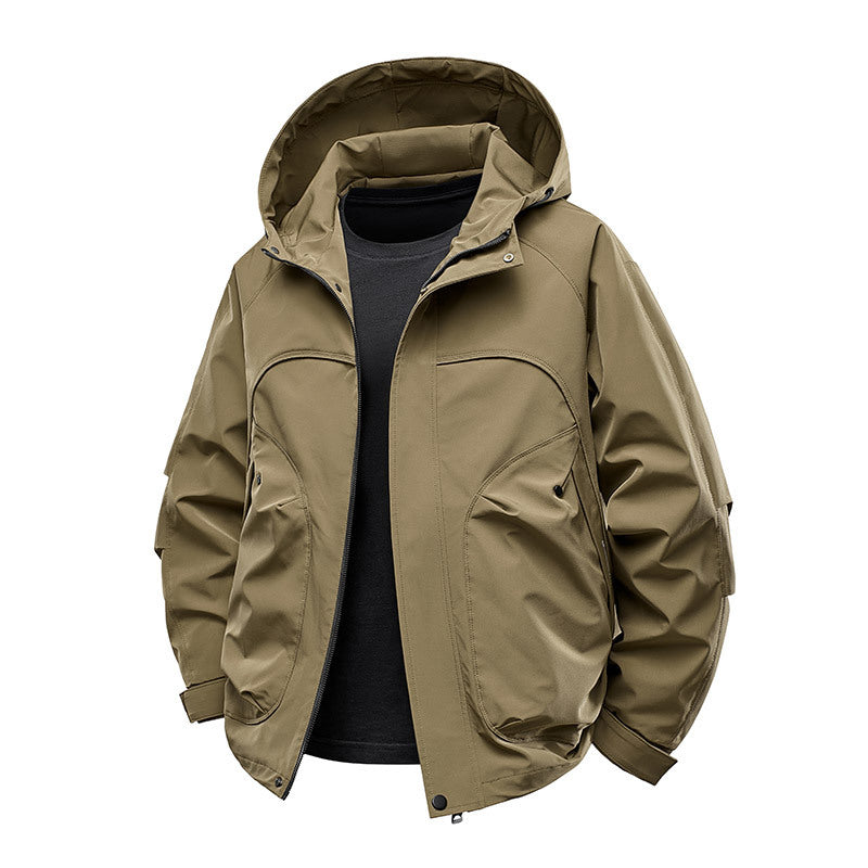 Herr Technical Softshell Utilityjacka med Huva Vattenavvisande och Multifunction Fickor