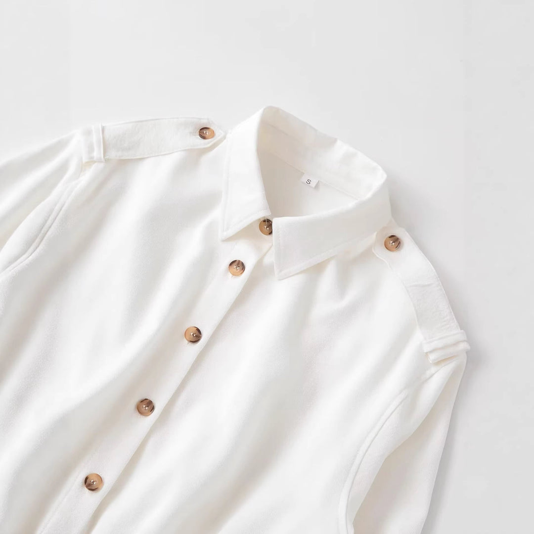 Dam Kort Skjortjacka med Epaulettes och Shaping Darts