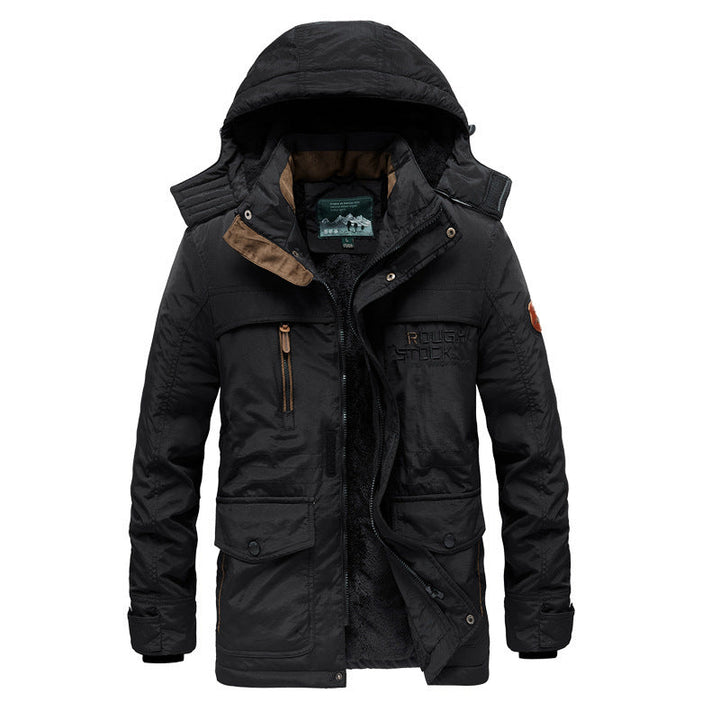 Herr Termisk-Lined Fält Parka med Faux Fur Inre Foder och Multifunctional Fickor