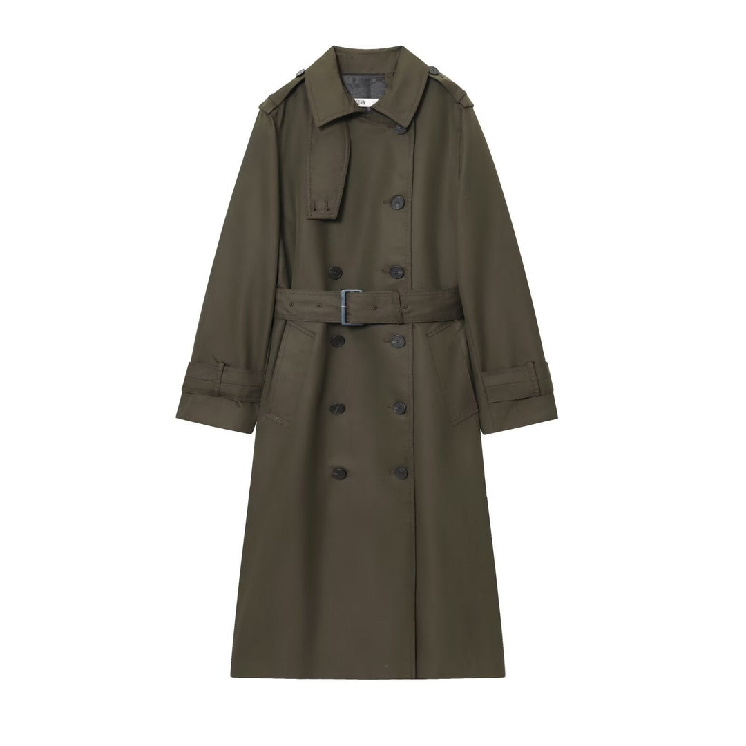 Dam 50+ Klassisk Trenchcoat med Double-Breasted, Waist Belt och Shoulder Tab