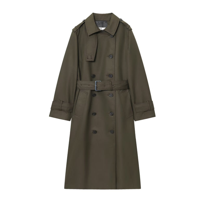 Dam 50+ Klassisk Trenchcoat med Double-Breasted, Waist Belt och Shoulder Tab