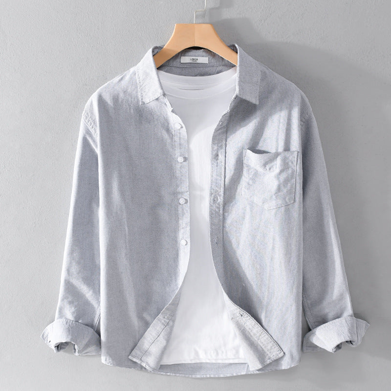 Herr Casual Bomull Layering Overshirt med Kent Krage, Bröstficka, och Mjuk Twill Finish