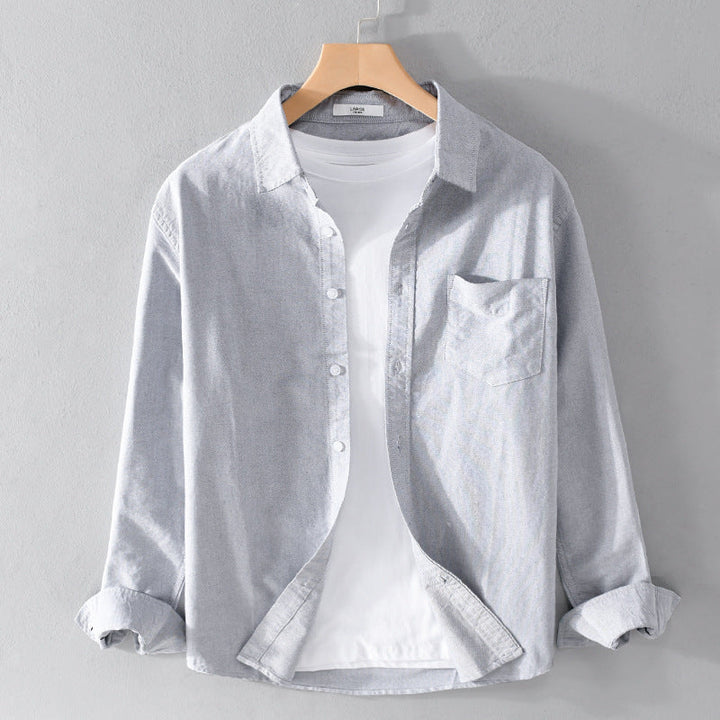 Herr Casual Bomull Layering Overshirt med Kent Krage, Bröstficka, och Mjuk Twill Finish
