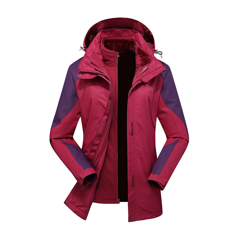 Dam två-layer softshelljacka med removable teddy fleece inner jacka och justerbar huva