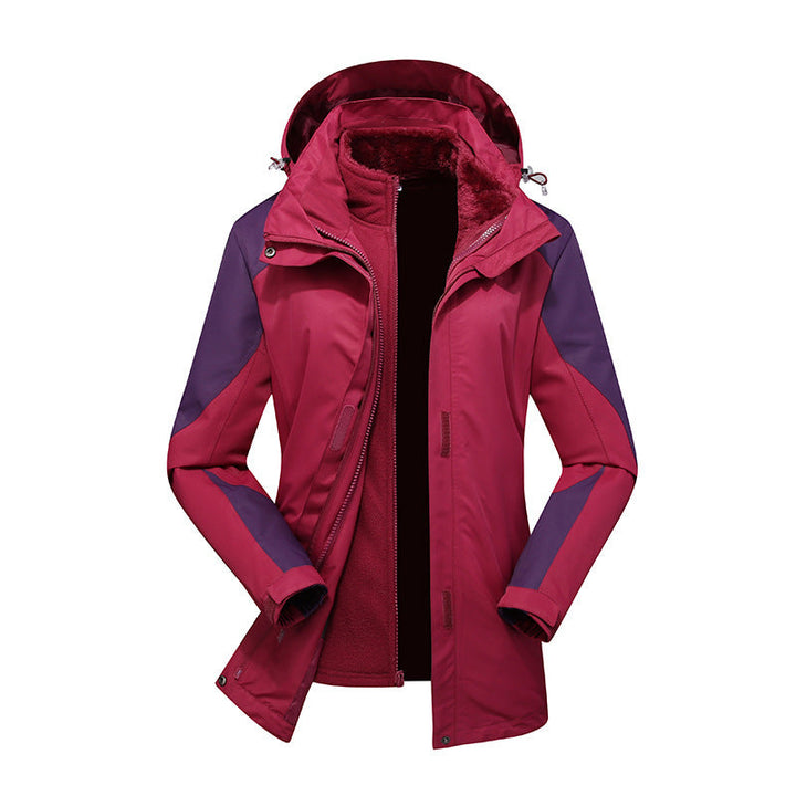 Dam två-layer softshelljacka med removable teddy fleece inner jacka och justerbar huva