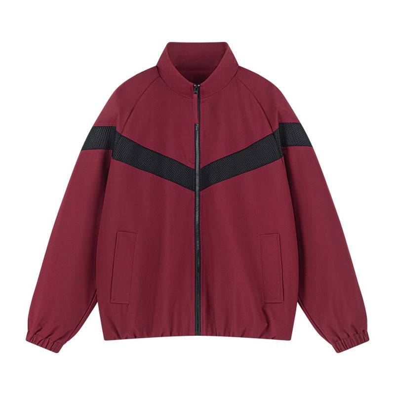 Unisex Lätt Training Jacka i Retro Sports Stil med V-Shaped Reflective Insert
