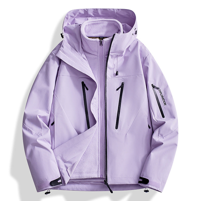 Herr two-in-one softshell utomhusjacka med avtagbar fleece inner jacka och vattentät dragkedjas