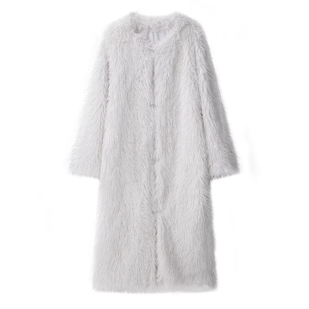 Dam längre Shaggy Faux Fur kappa in lång modell skärning