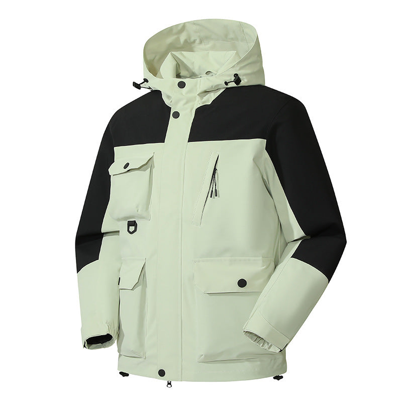 Herr Technical Utomhus Parka med Huva, Vattenavvisande Skal och Flera Fickor