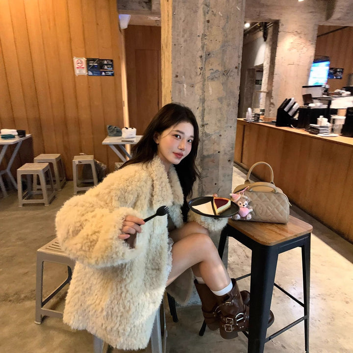 Dam Cozy Faux Fur teddy kappa in oversize skärning