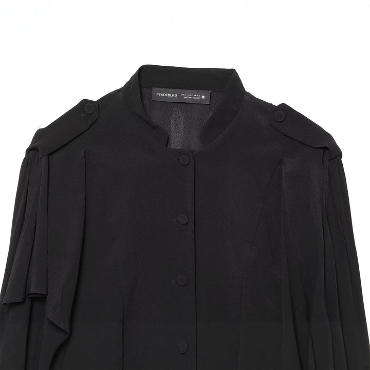 Dam Kort Cape Övergångsjacka med Ruffle Details och Standing Krage