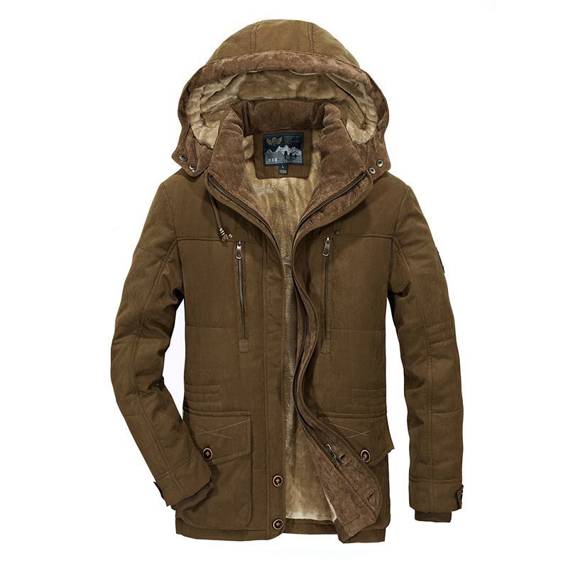 Herr isolerad parka med huva och Fusk Päls Foder