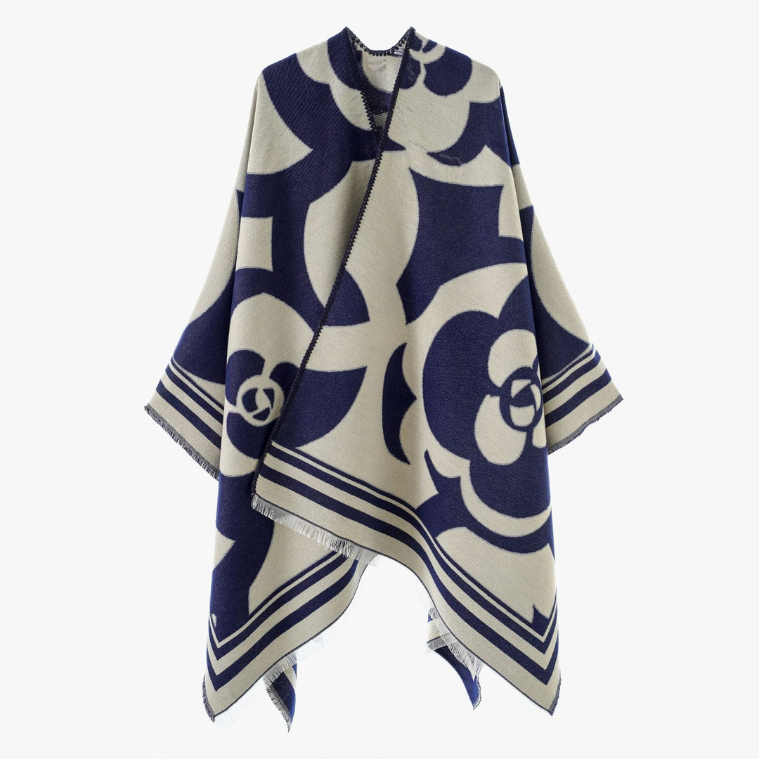 Dam Jacquard Overlay i oversized Cape stil med stor mönster