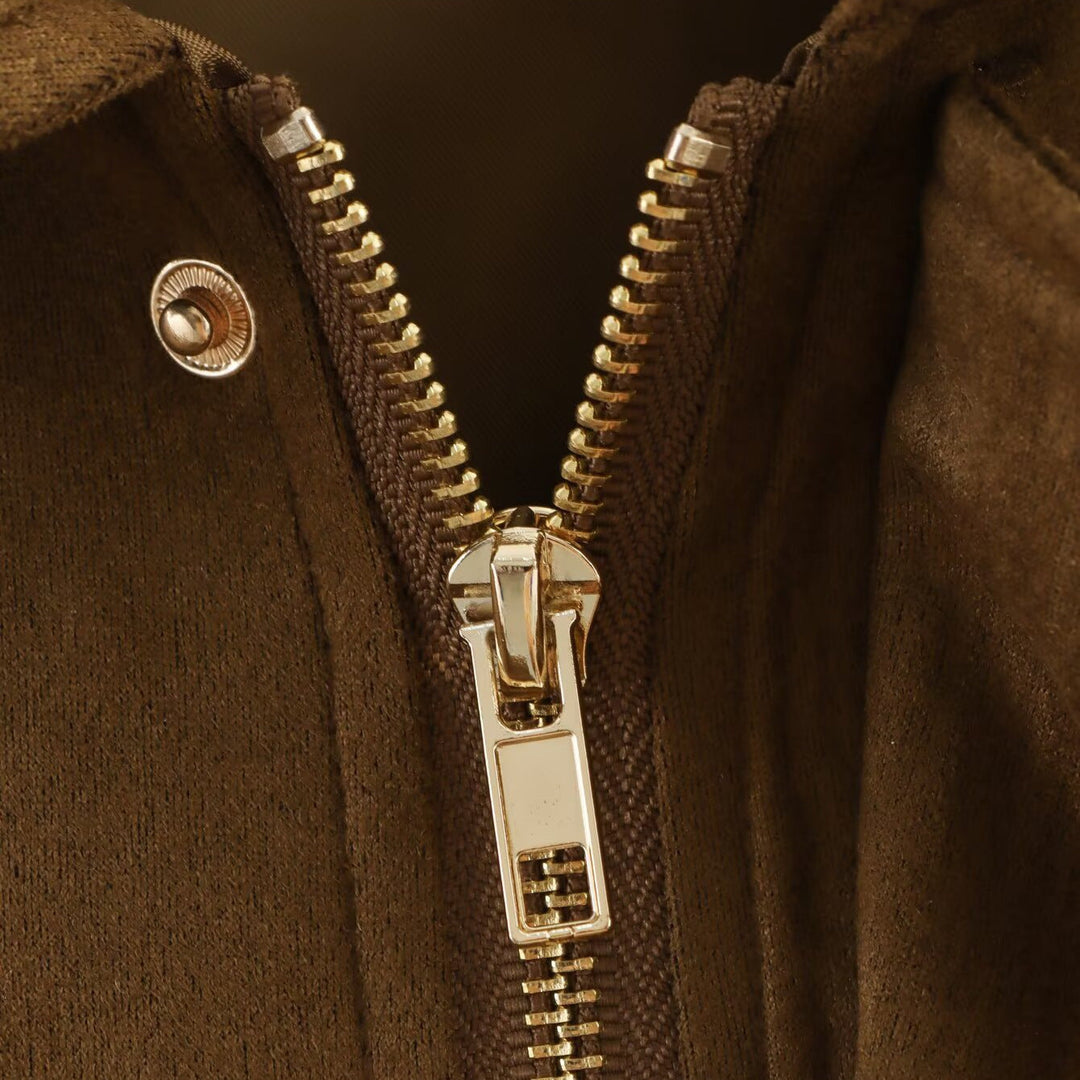 Dam oversize kort jacka in mocka look med skärning-Out Shoulders och fåll med dragsko