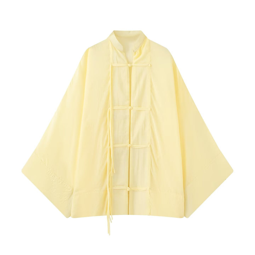 Dam Oversize Kimono-Cape med Traditional Toggle Fasteners