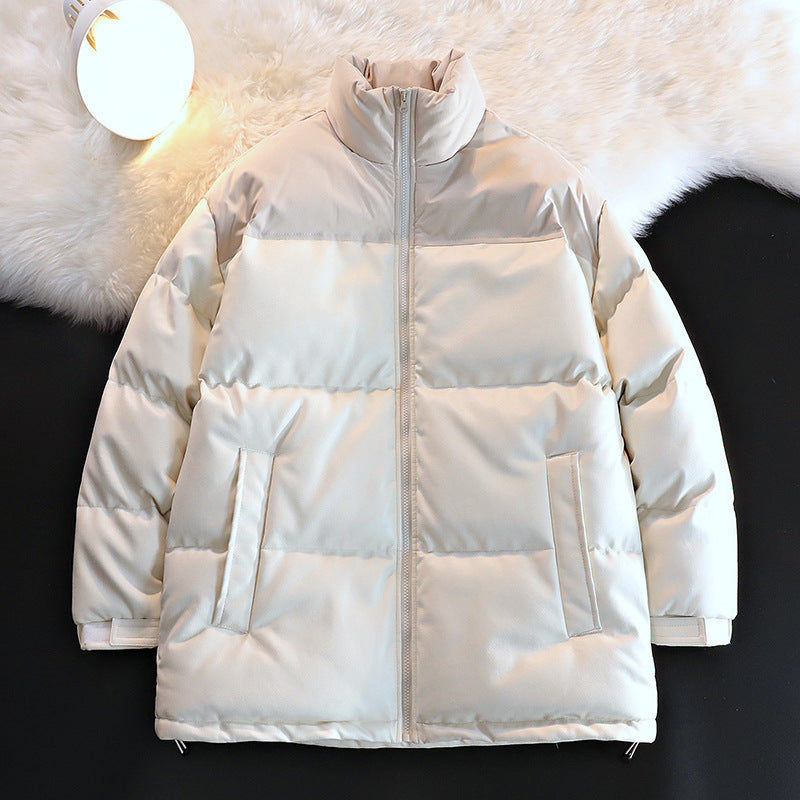 Unisex vadderad oversize kviltad jacka med ståkrage och dold dragkedja
