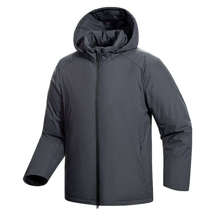 Herr Minimalistisk Termisk Luvtröja Jacka med Quiltad Insulation och Concealed Dragkedja