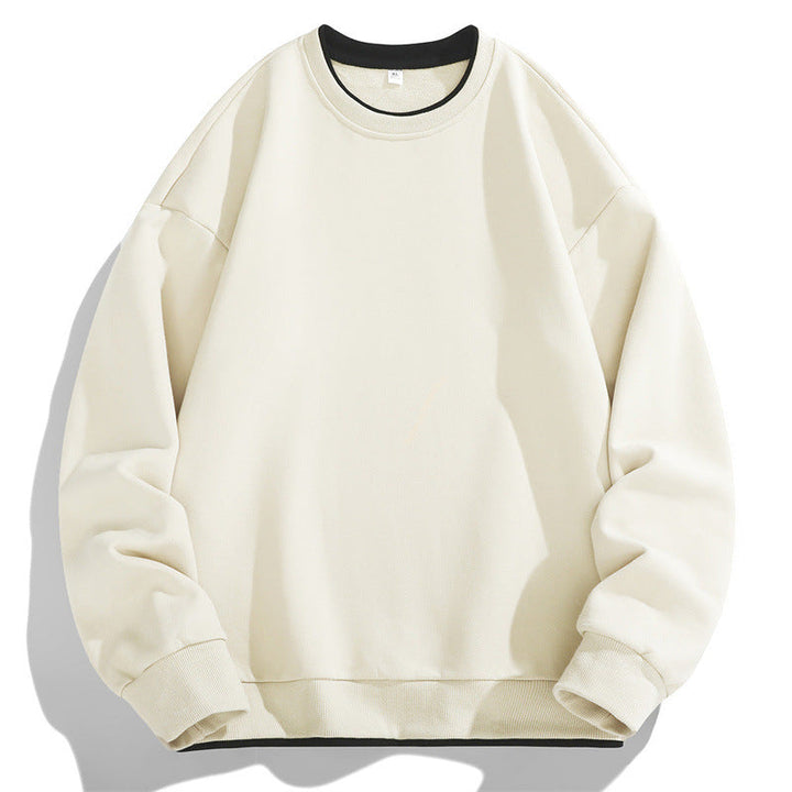 Herr Oversized College-Tröja med Layered Look Round Neck och Ribbstickade Muddar