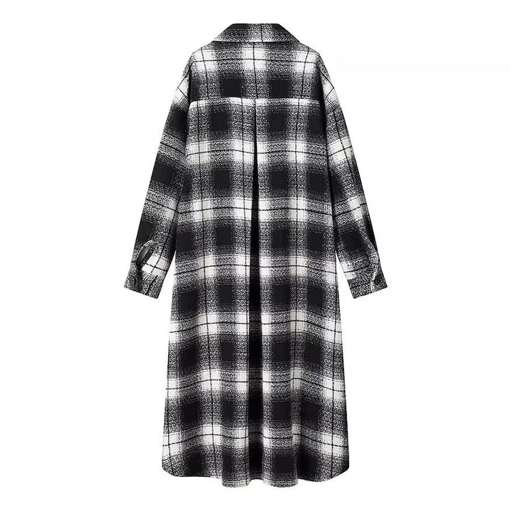 Dam longer check shirt kappa med skjortkrage och applied breast fickor
