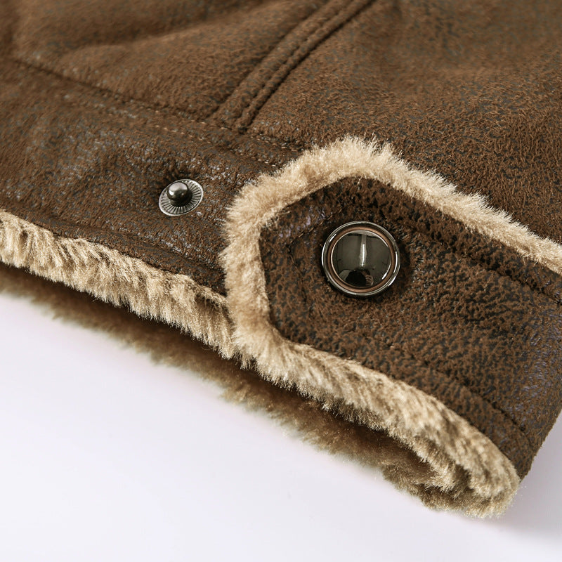 Herr Leatherette Flight Jacka med Teddyfoder och Asymmetrical Zip