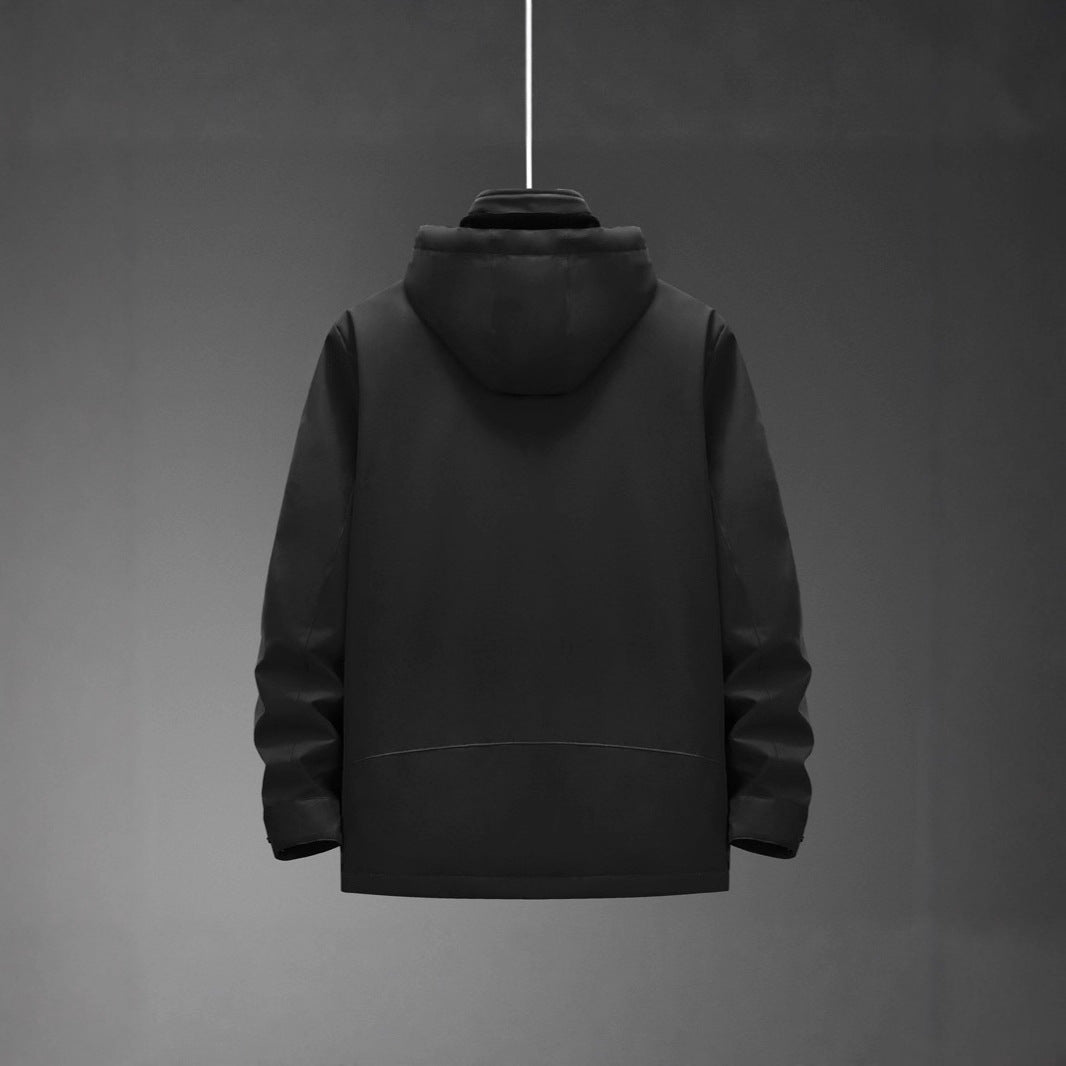 Men Vattenavvisande Multi-Pocket Jacka med Huva och Fleecefoder