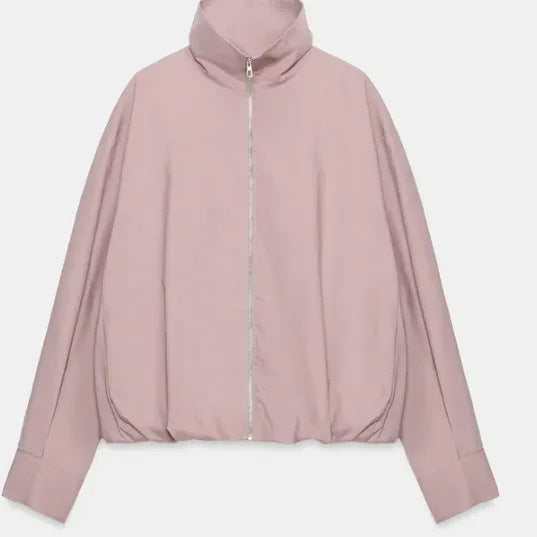 Dam Kort Blouson med Hög Roll Neck och Extra Lång Muddar