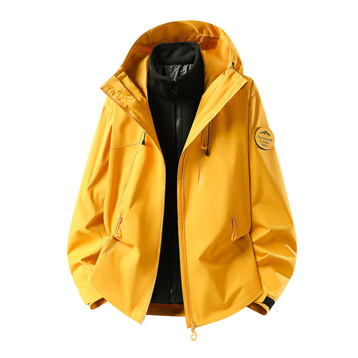 Herr Two-Piece Vattentät Frilufts Jacka med Avtagbar Fleece Inner Jacka och Tätad Sömmar