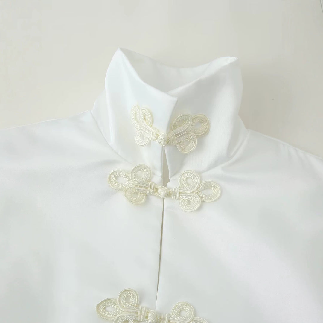 Dam Kort Blouson med Stå Krage och Dekorativ Toggle Closures