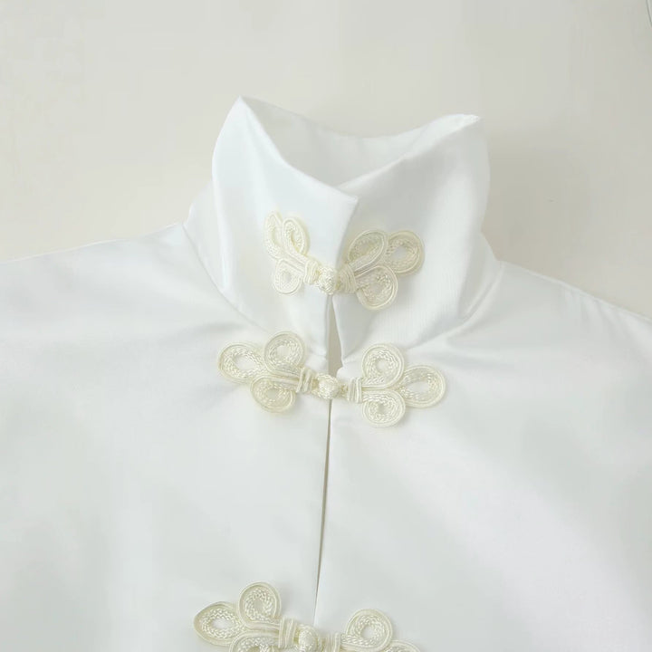 Dam Kort Blouson med Stå Krage och Dekorativ Toggle Closures