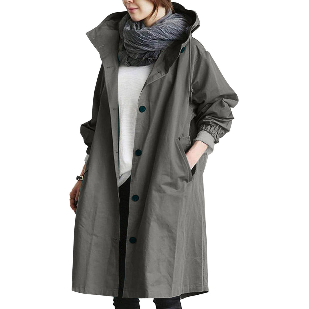 Dam lätt oversized regnjacka med huva och concealed knäppning