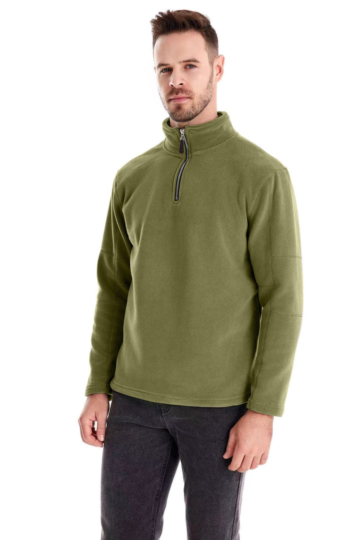 Herr Fleece Pullover med Halv Dragkedja och Ståkrage