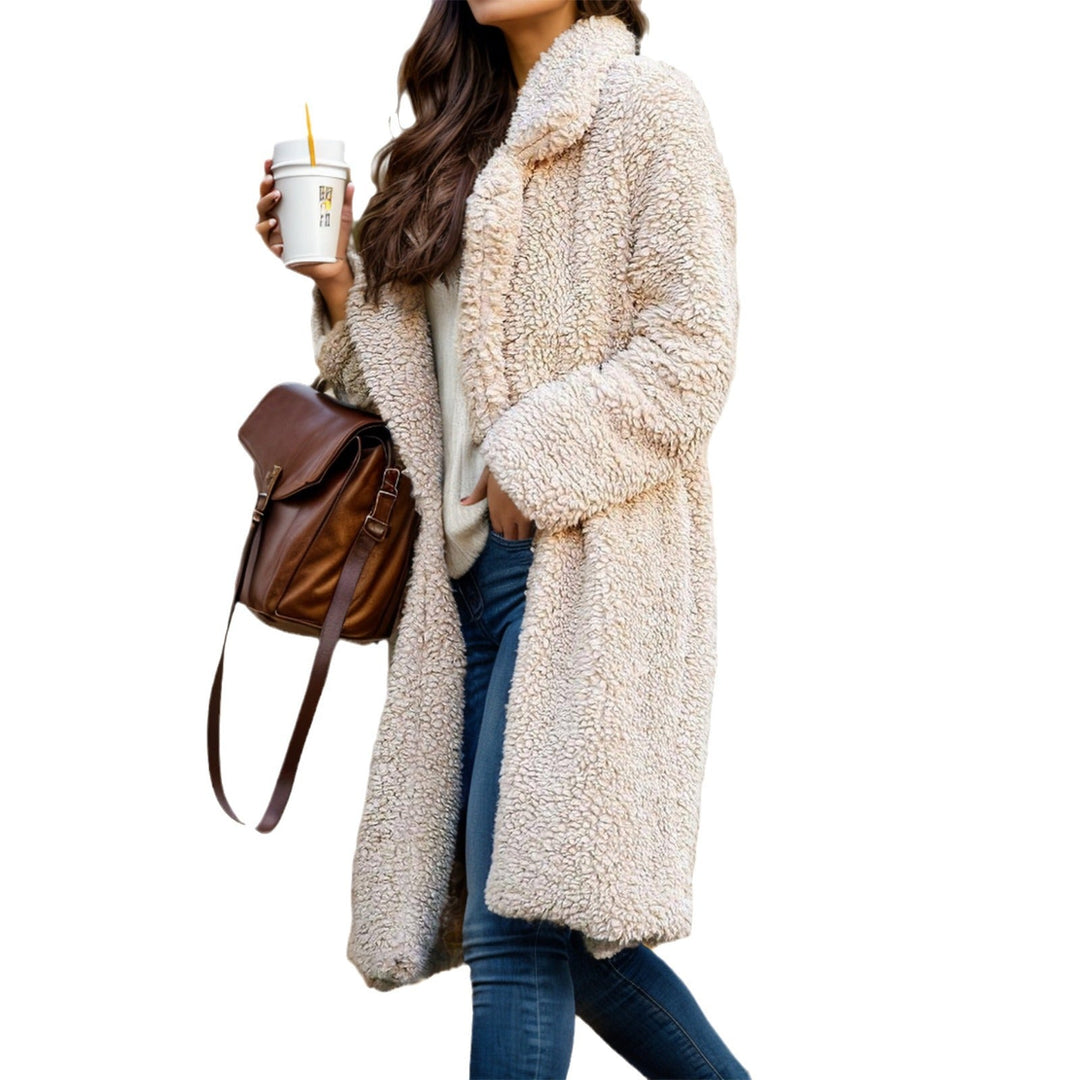 Dam lång teddy kappa gjord Faux Fur med oversize skärning och Shawl krage