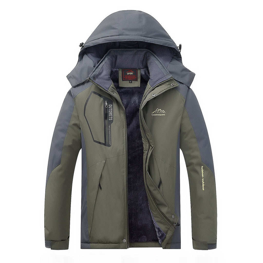 Herr Vattenavvisande Utomhus Jacka med Teddy Fleecefoder, Justerbar Huva, och Multifunction Fickor