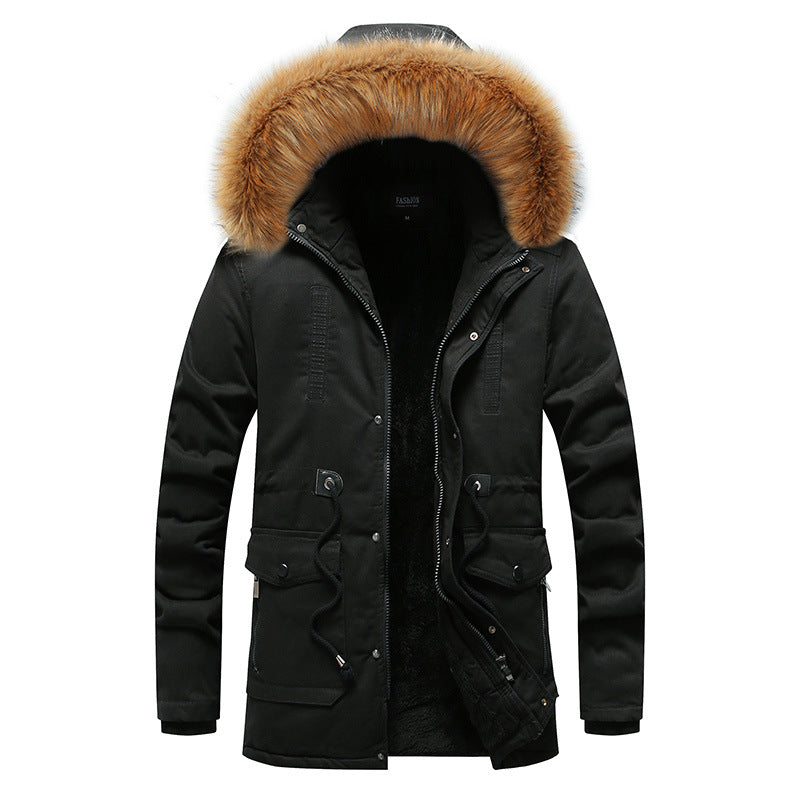 Herr Vinter Parka med Faux Fur Huva och Teddyfoder