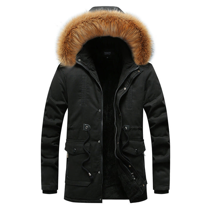 Herr Vinter Parka med Faux Fur Huva och Teddyfoder