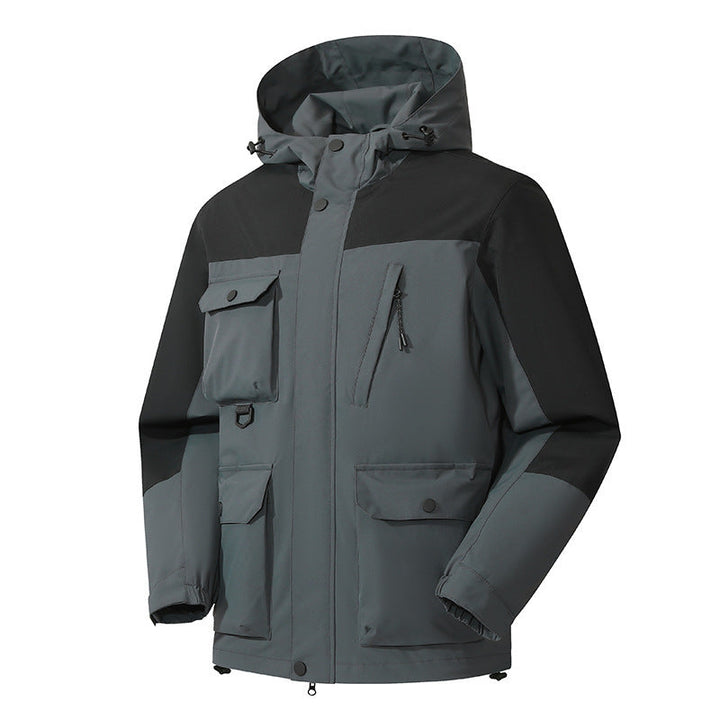 Herr Technical Utomhus Parka med Huva, Vattenavvisande Skal och Flera Fickor