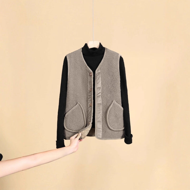 Dam Sleeveless Thermofleece väst med knäppning och Round fickor
